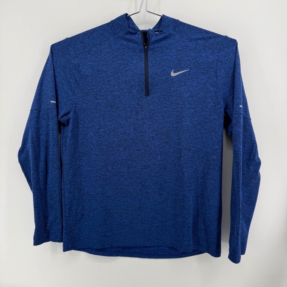 Nike Running 1/4 Zip Pullover Mens L Dri-FIT Polyester Blue Heathered